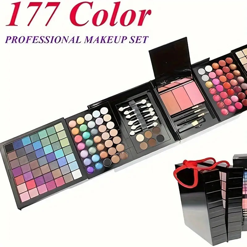 All-in-One Makeup Gift Kit: 177-Color Makeup Set Palette featuring 119 Eyeshadow Colors.