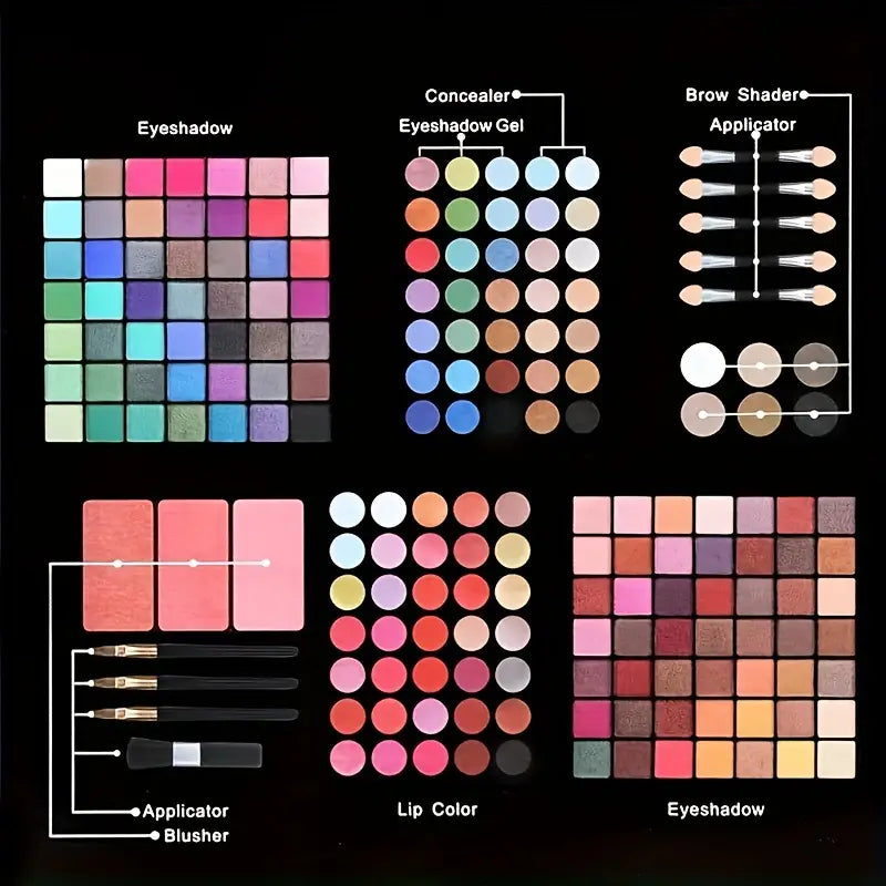 All-in-One Makeup Gift Kit: 177-Color Makeup Set Palette featuring 119 Eyeshadow Colors.