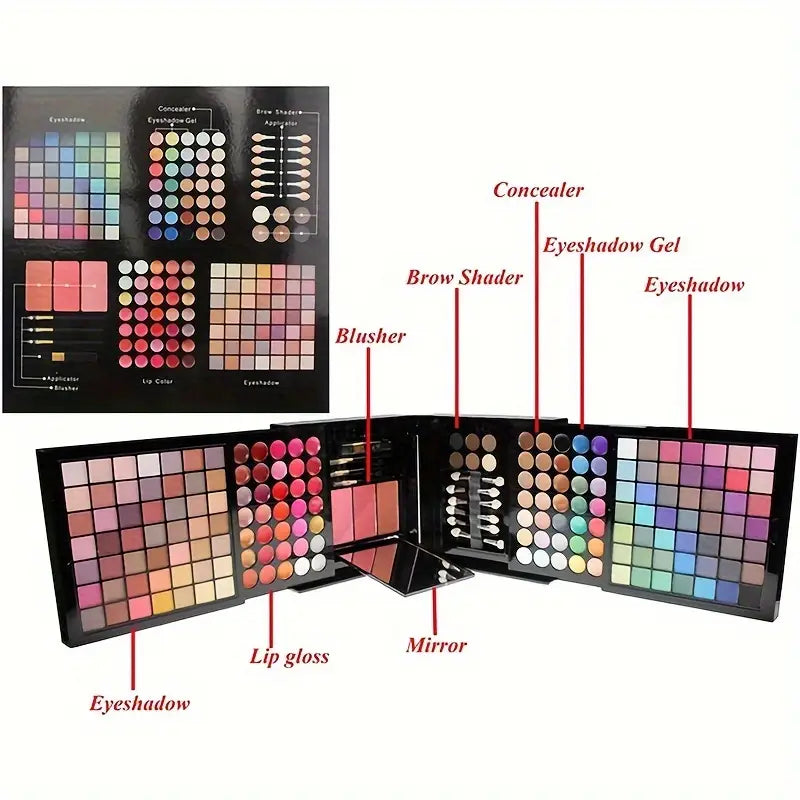 All-in-One Makeup Gift Kit: 177-Color Makeup Set Palette featuring 119 Eyeshadow Colors.