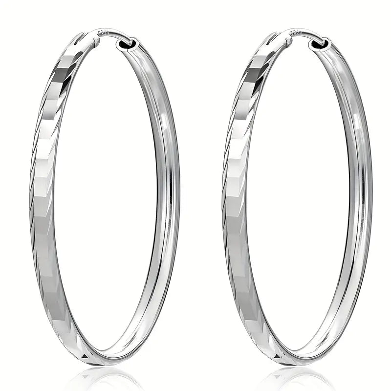 Elegant Sterling Silver Circle Hoop Earrings