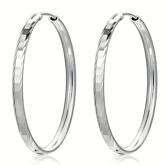 Elegant Sterling Silver Circle Hoop Earrings