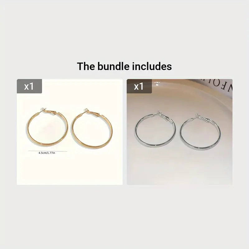 A Pair of Chic and Minimalist Silver Hoop Earrings