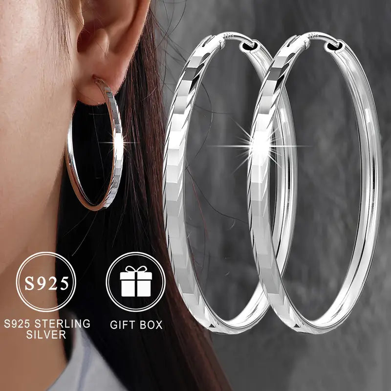 Elegant Sterling Silver Circle Hoop Earrings