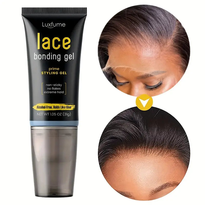 LuxFume Prime Lace Bonding Gel, 50g – Alcohol-free wig glue with a strong hold and natural finish. Gentle on the skin and waterproof, it’s perfect for securing front lace wigs for all-day wear.